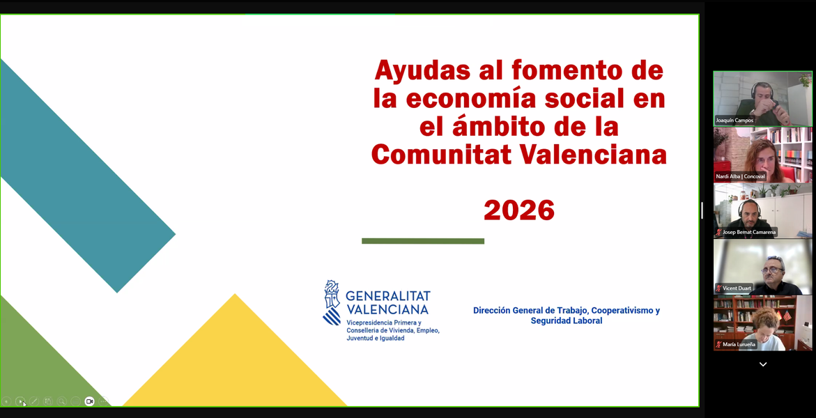 80 persones seguixen el seminari informatiu en línia sobre les ajudes de la GVA per a les cooperatives 