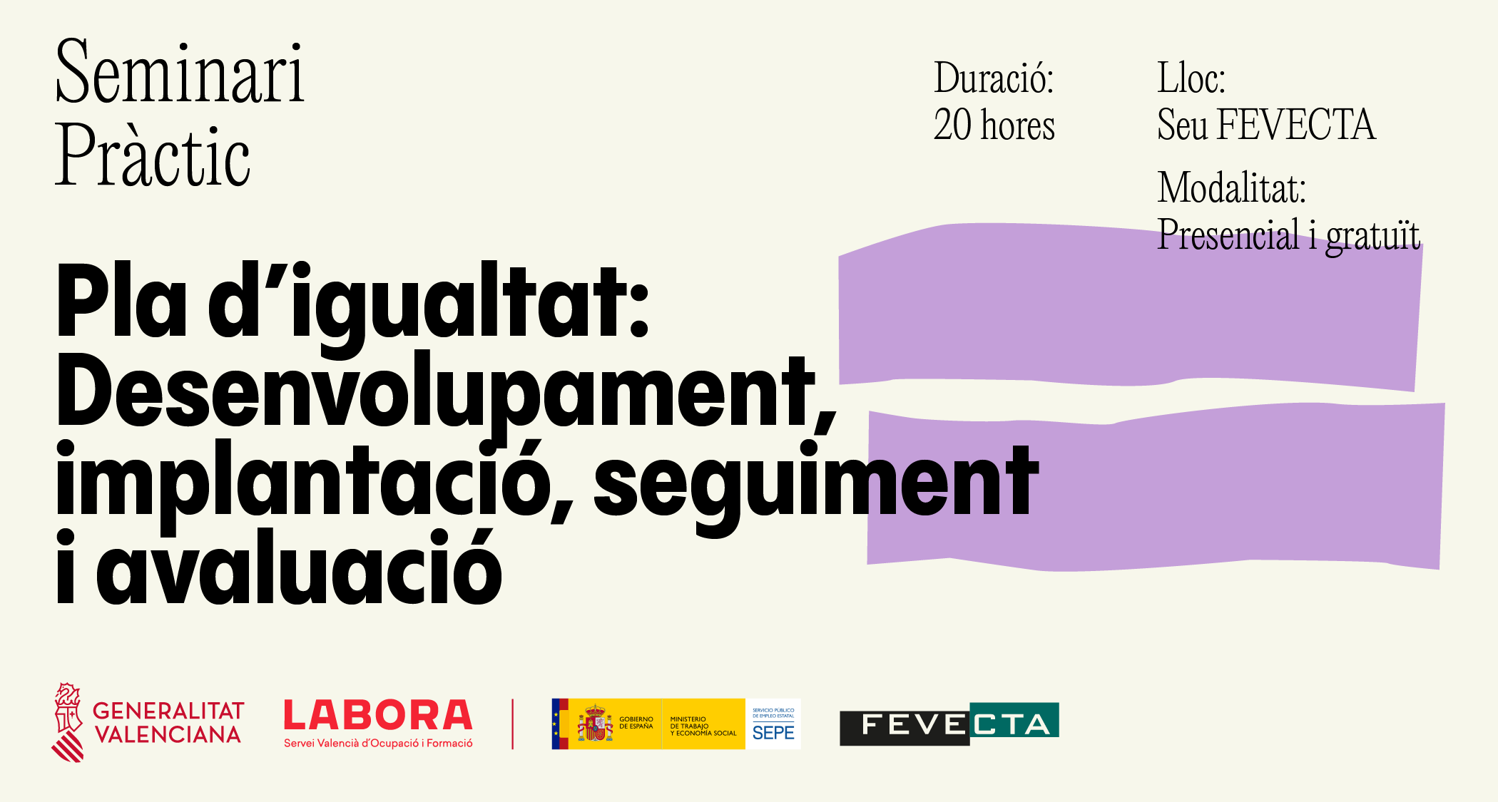 Últimes places per al seminari pràctic Pla d'igualtat: desenvolupament, implantació, seguiment i avaluació 